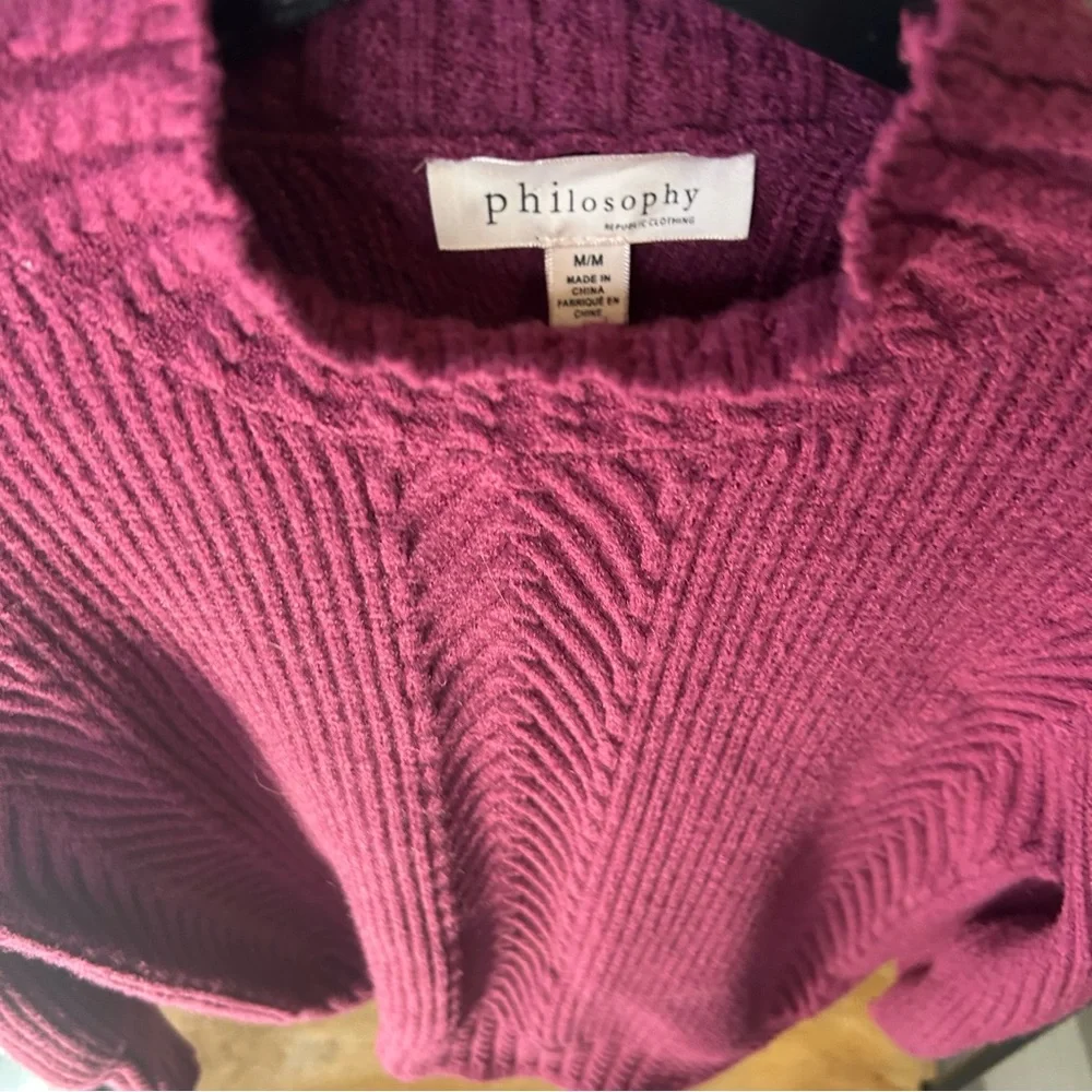 Philosophy Cable Knit Magenta Sweater Women’s Medium.